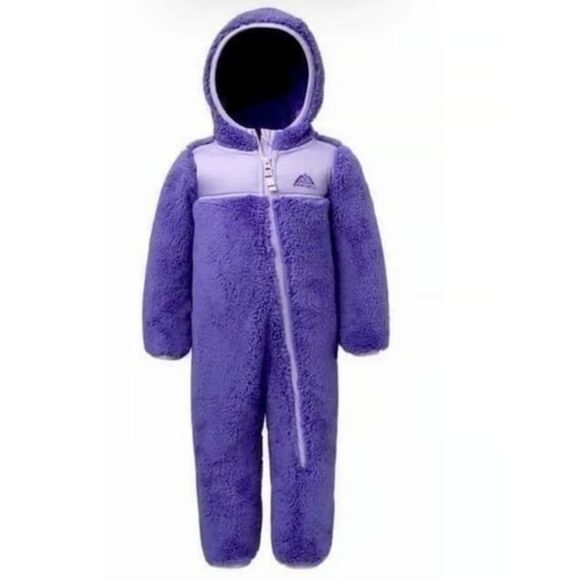 NEW Girls Sz 9-12 Months Purple Soft Fleece Hooded Jacket & Snowsuit 2 Pc Set - Picture 2 of 9